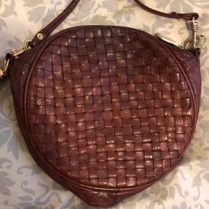 Vintage Topshop round canteen purse brown leather